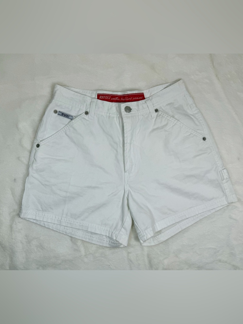 Vintage Revolt White Cotton Utility Shorts Women’s Size 7/8 Made in Hong Kong